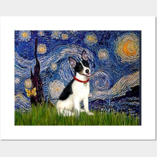 Starry Night Adaptation with a Rat Terrier Posters and Art